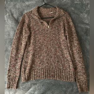 Liz Claiborne brown/multicolor sweater with half zipper. Size S/M